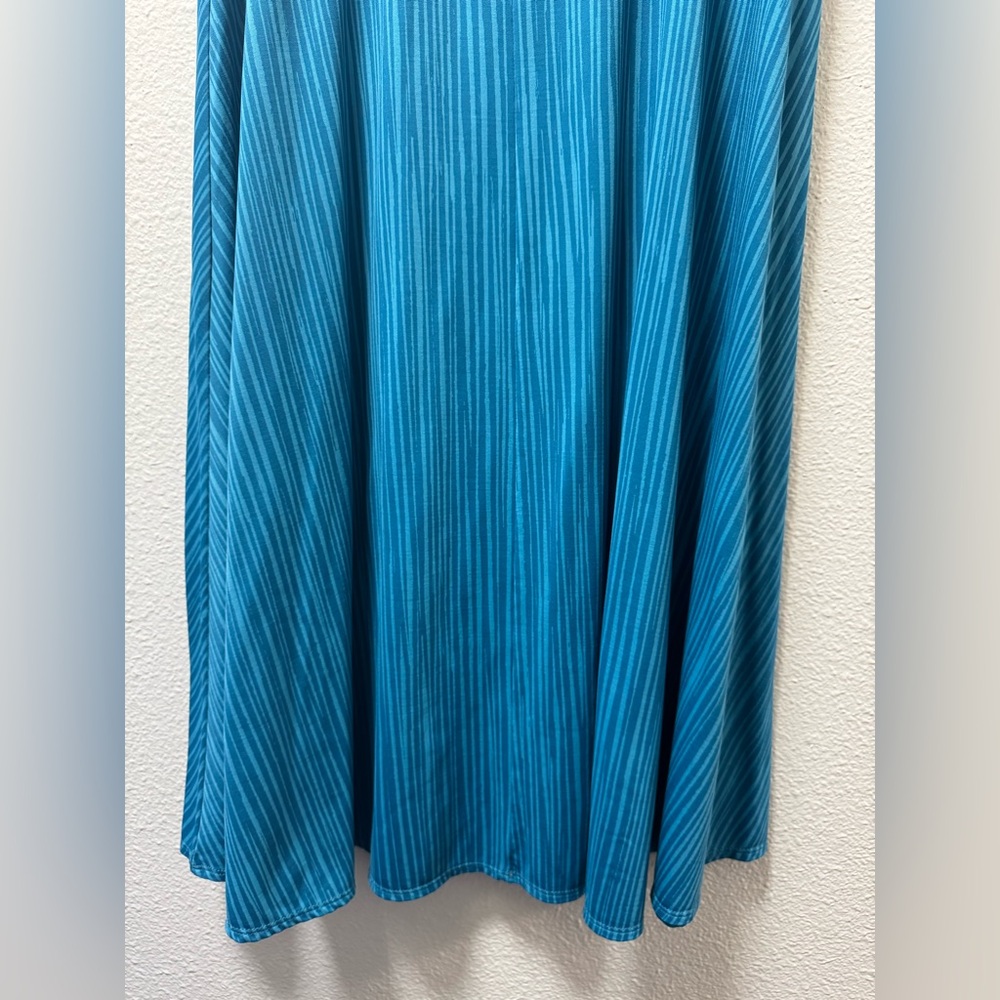 Patagonia Striped Midi Skirt Fold Over Waist Stretchy A-Line Turquoise Medium - Picture 7 of 8